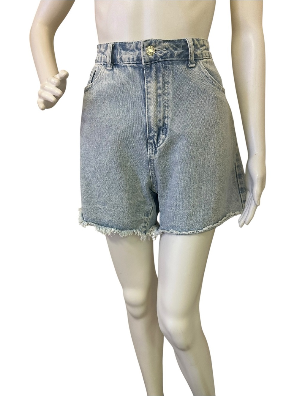 High-Waist Light Wash Denim Shorts